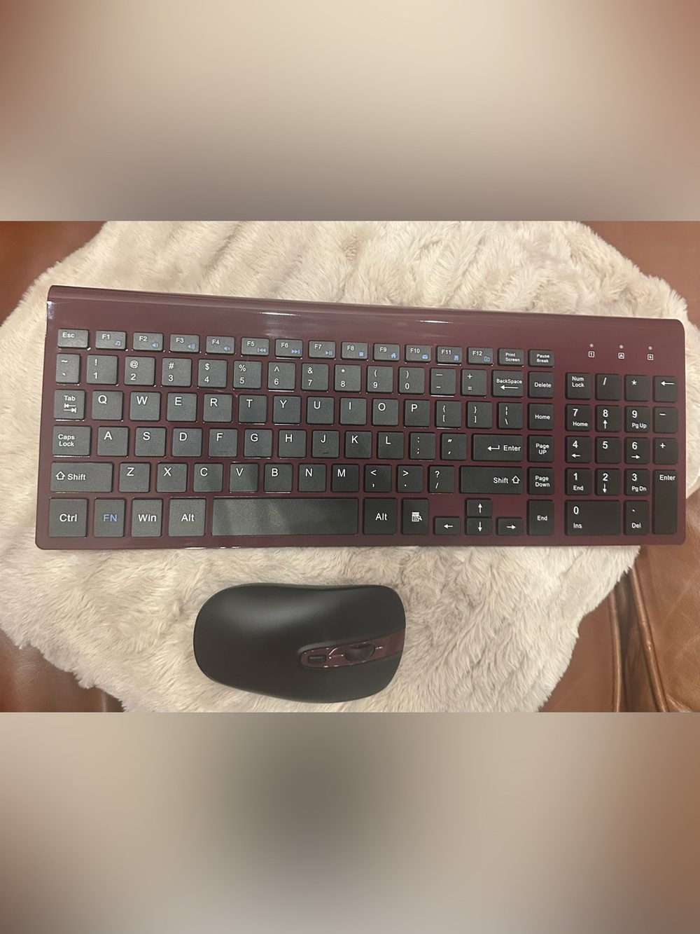 Wireless Keyboard and Mouse Set - Burgundy and Black Slim NWOT